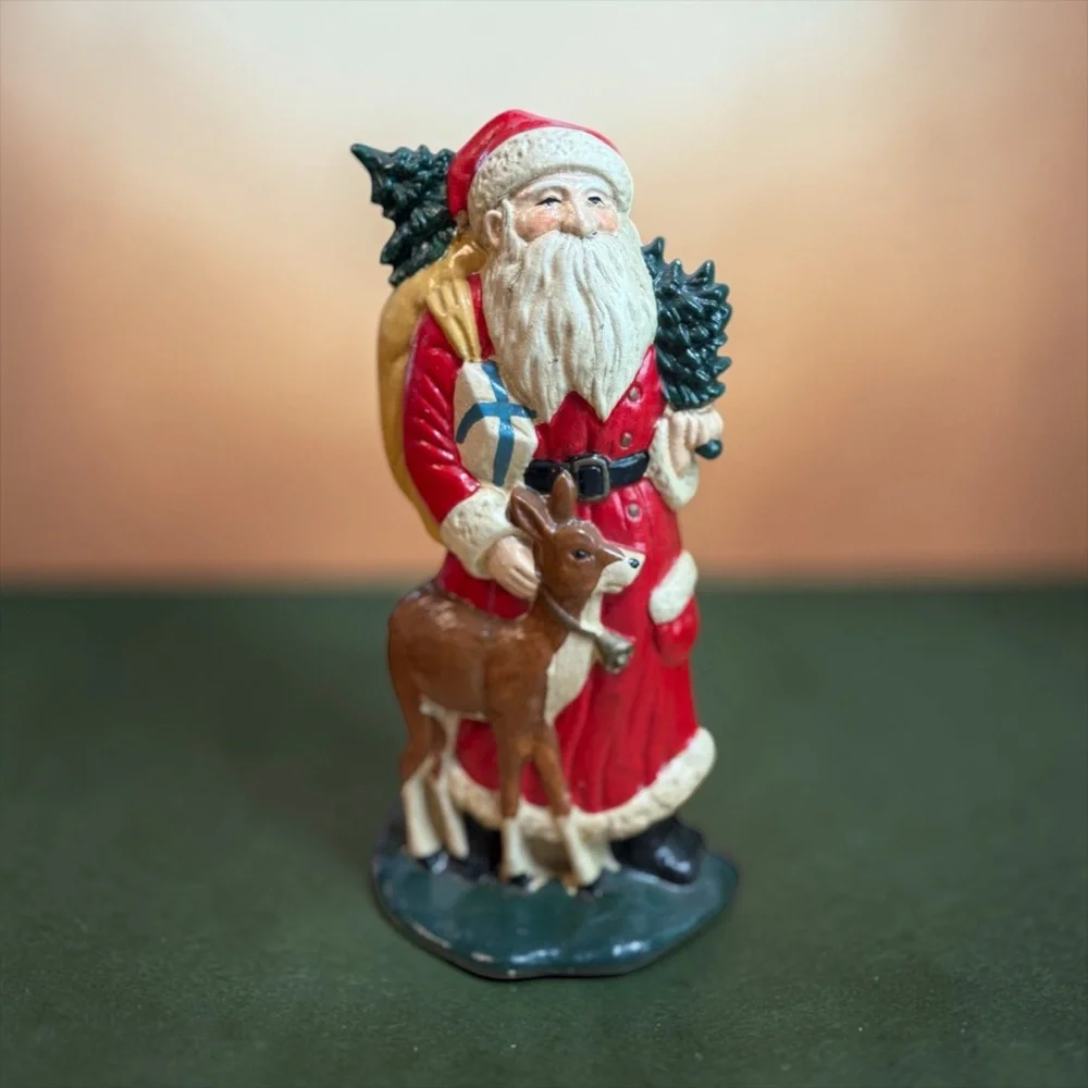 Vintage Upper Deck RARE 1980s Santa Cast Iron Door Stopper 10 1/2” Tall